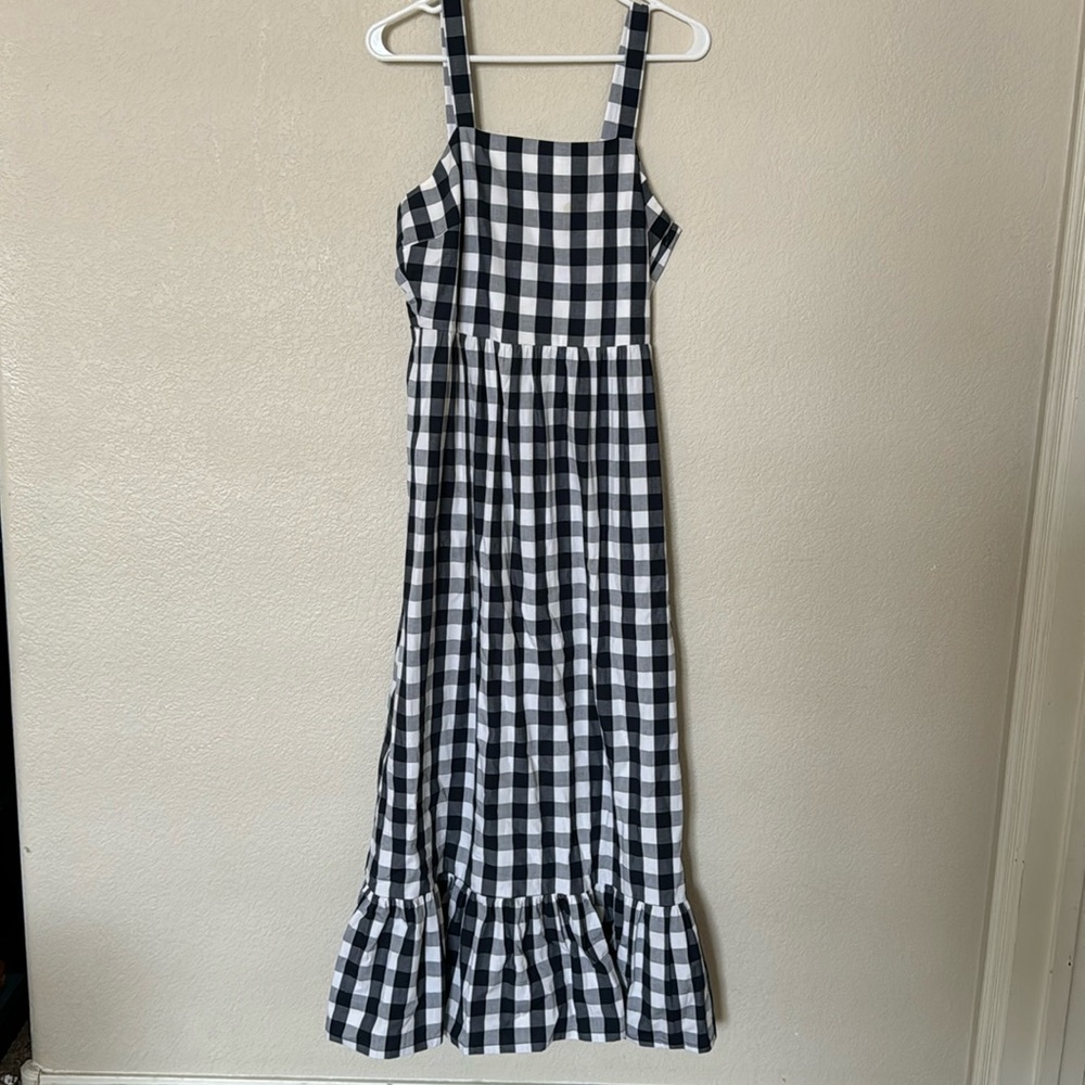 J. Crew Factory Black and White Gingham Maxi Dress
